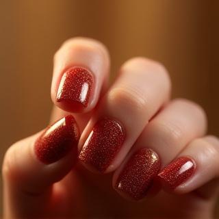 Kuku dengan sentuhan glitter emas yang mewah