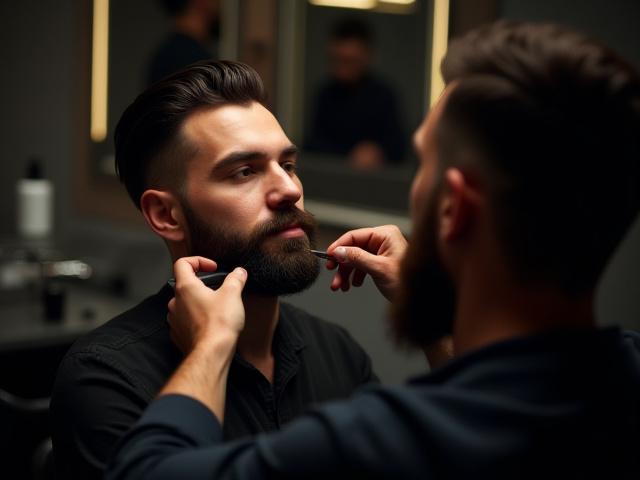 Lelaki sedang mendapatkan rawatan cukur rambut