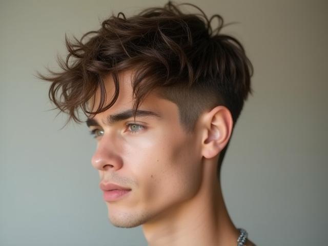 Potongan rambut textured crop dengan volume.