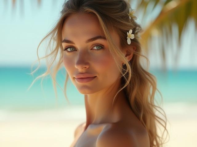 Pengantin Barat/Eropah dengan gaya rambut ikal longgar dan solekan minimalis